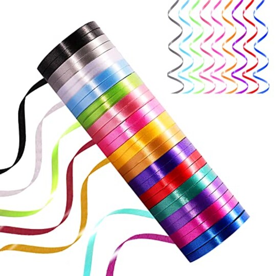 Pendant of Luck; 30 Roll 15 Colors Curling Ribbons for Crafts Bows Present Wrapping Florist Wedding Party Festival Art Craft Decor, Separate Rolls, 11 Yards Per Roll, 3/16 Inch Wide 3/16" - Set1; Category:Curling Ribbon; Image:1